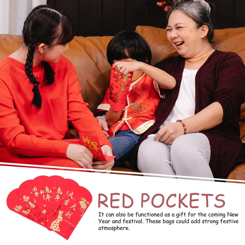 2023 Year Of The Bunny 24pcs Red Envelopes 90x170mm Lucky Money Packets For Chinese New Year - Image 4