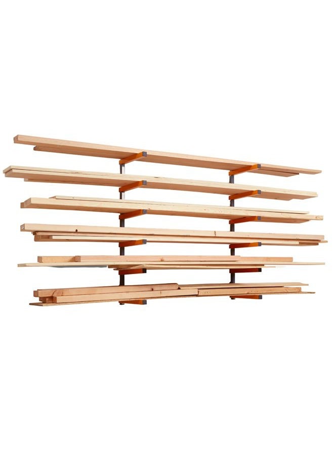 Bora Wood Organizer and Lumber Storage Metal Rack with 6-Level Wall Mount – Indoor and Outdoor Use, In Orange | PBR-001 - Image 1