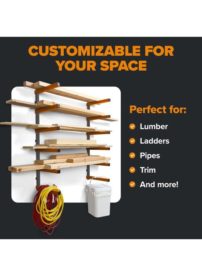 Bora Wood Organizer and Lumber Storage Metal Rack with 6-Level Wall Mount – Indoor and Outdoor Use, In Orange | PBR-001 - Image 5
