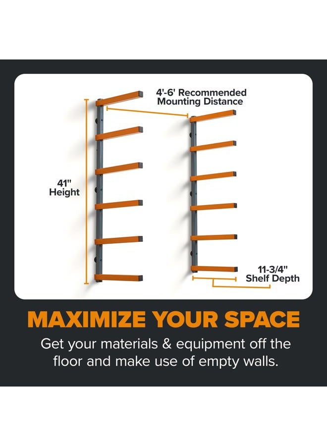 Bora Wood Organizer and Lumber Storage Metal Rack with 6-Level Wall Mount – Indoor and Outdoor Use, In Orange | PBR-001 - Image 3