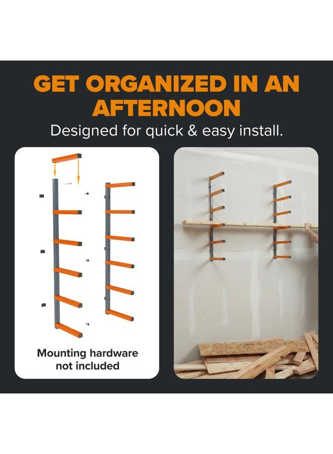 Bora Wood Organizer and Lumber Storage Metal Rack with 6-Level Wall Mount – Indoor and Outdoor Use, In Orange | PBR-001 - Image 4