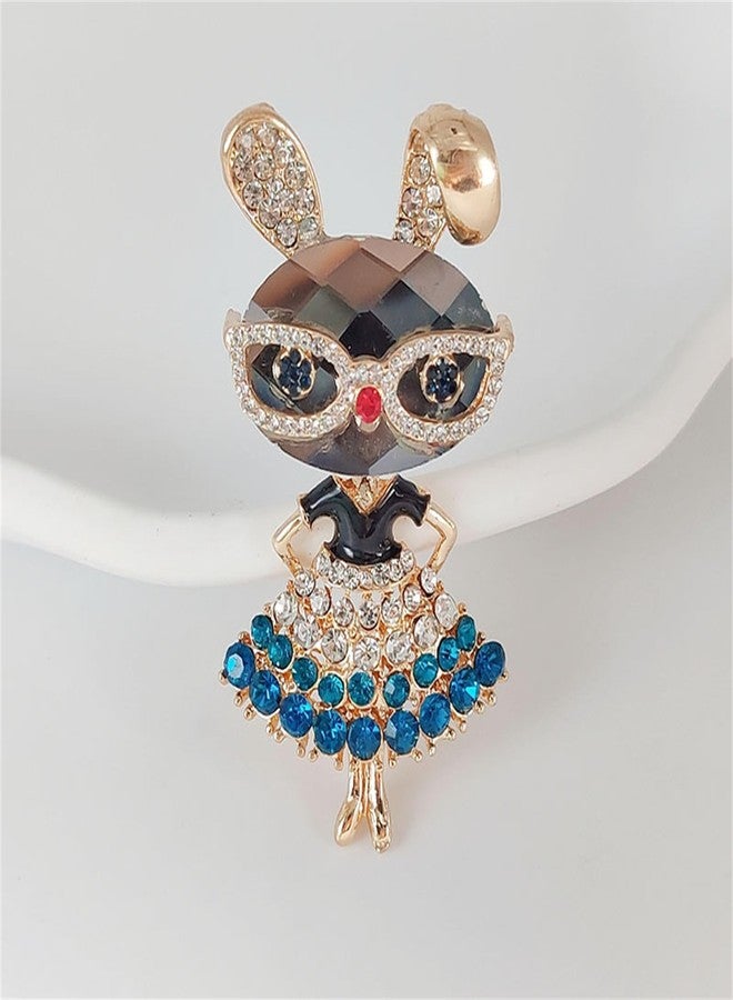 RLHRNDE Crystal Rabbit Brooch Pin for Women Girls Fashion Rhinestone Bunny Animal Lapel Pins Costume Accessories Party Christmas Graduation Easter Jewelry Gift (Blue) - Image 3