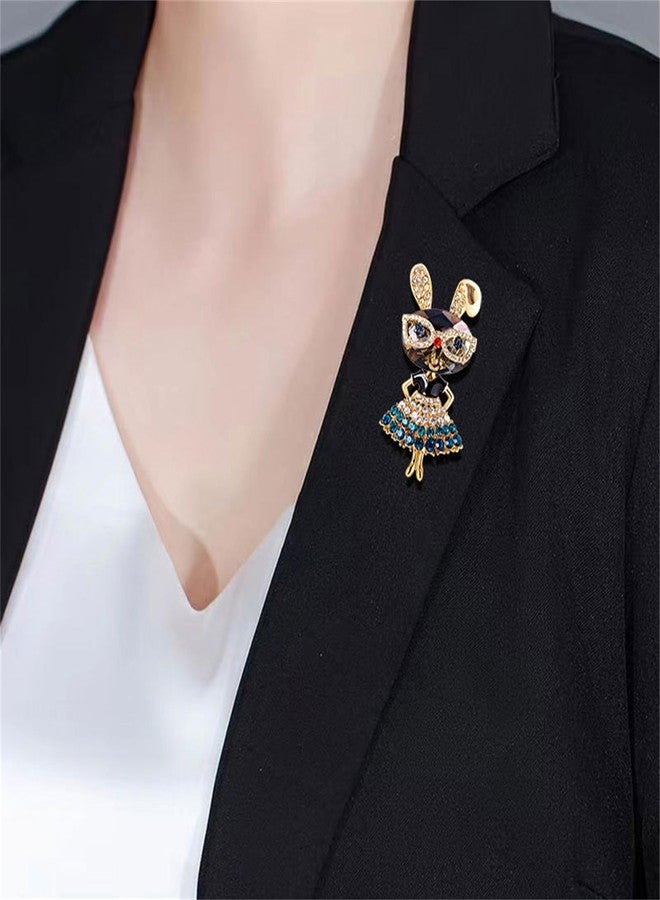 RLHRNDE Crystal Rabbit Brooch Pin for Women Girls Fashion Rhinestone Bunny Animal Lapel Pins Costume Accessories Party Christmas Graduation Easter Jewelry Gift (Blue) - Image 2