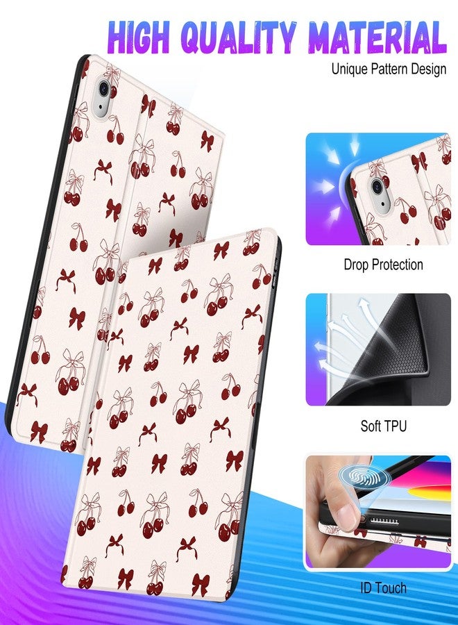 Wazzasoft جراب Wazzasoft لجهاز iPad A16 (الجيل الحادي عشر) 2025، لجهاز iPad من الجيل العاشر 10.9 بوصة (2022) - غطاء ذكي أنيق للنساء والفتيات (تشغيل/إيقاف تلقائي) مع حامل قلم مدمج لأجهزة Apple اللوحية، لون كرزي مقوس - Image 3