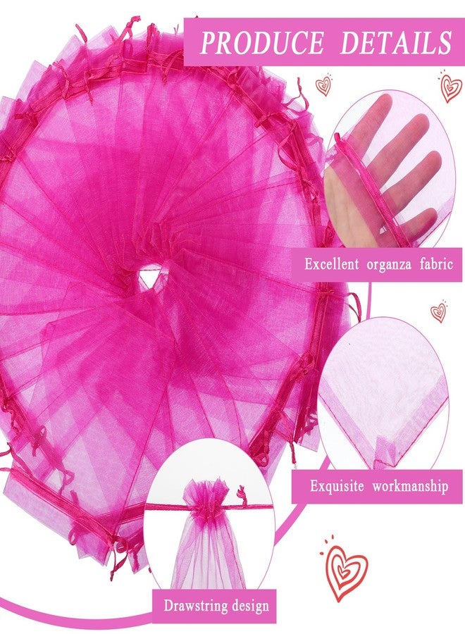 Woanger 500 Pcs Hot Pink Organza Bags Bulk 4 x 6 Inch Small Drawstring Mesh Gift Bags Sheer Jewelry Pouches Sachet Candy Pouch for Wedding Favor Holiday Festival Birthday Party Shower - Image 3