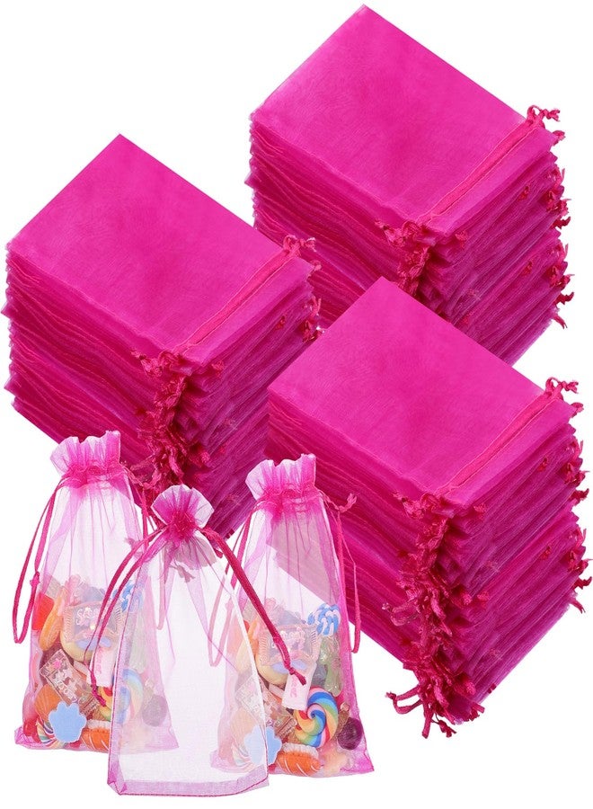 Woanger 500 Pcs Hot Pink Organza Bags Bulk 4 x 6 Inch Small Drawstring Mesh Gift Bags Sheer Jewelry Pouches Sachet Candy Pouch for Wedding Favor Holiday Festival Birthday Party Shower - Image 1