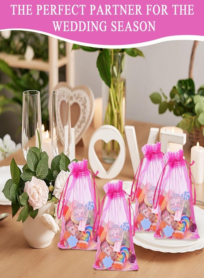 Woanger 500 Pcs Hot Pink Organza Bags Bulk 4 x 6 Inch Small Drawstring Mesh Gift Bags Sheer Jewelry Pouches Sachet Candy Pouch for Wedding Favor Holiday Festival Birthday Party Shower - Image 4