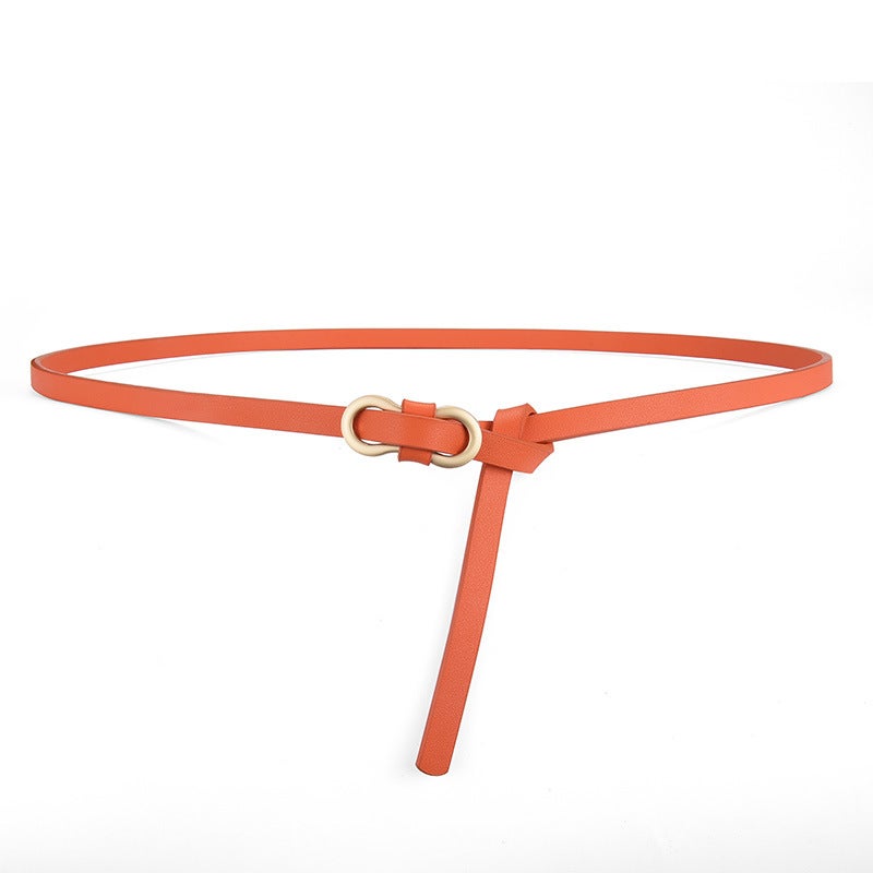 Popular belt womens high-grade fashion all-match dress shirt decorative suit Girls simple thin belt Orange 