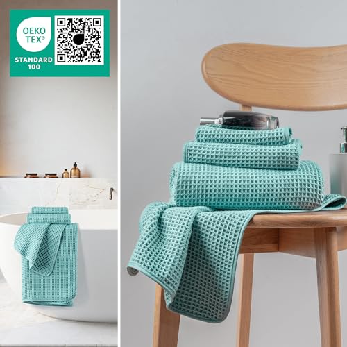 MICROFI Microfiber Waffle Bath Towels, 3 Pieces, Oversized, Soft, Absorbent, Fast Drying, Lint Free, Includes Bath, Face and Hand Towels 430 GSM - Image 4