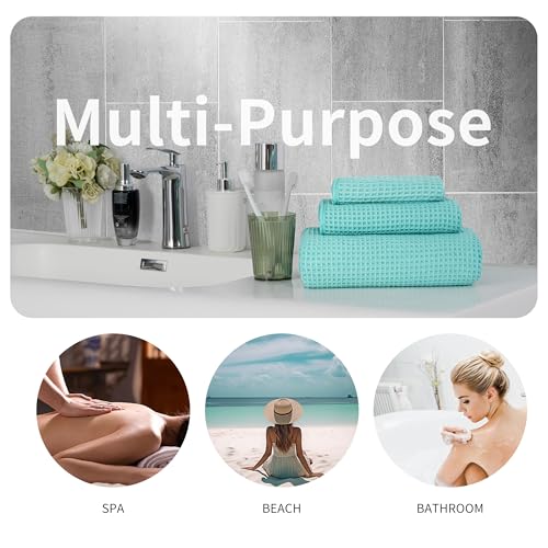 MICROFI Microfiber Waffle Bath Towels, 3 Pieces, Oversized, Soft, Absorbent, Fast Drying, Lint Free, Includes Bath, Face and Hand Towels 430 GSM - Image 5