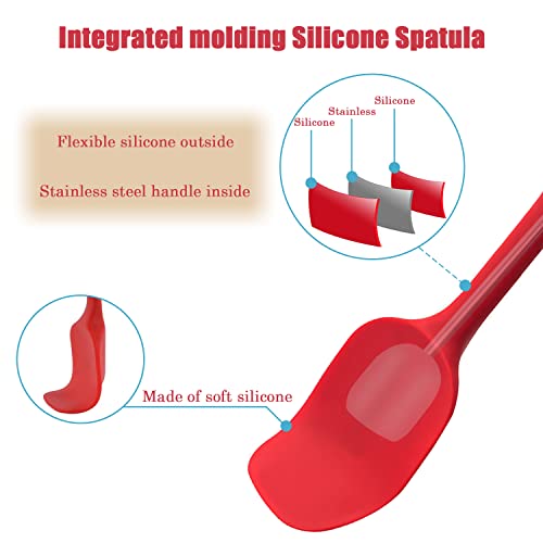 Hokisei Silicone Spatula Set, Rubber Spoon Spatula for Baking, Heat Resistant Cooking Utensil, Flexible Silicone Spoon Baking Mixing Tool Cooking Gadget (4-Piece) - Image 3
