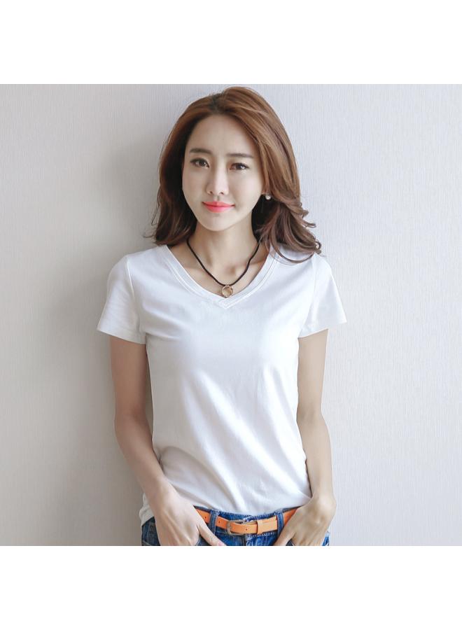 Song Feng Ya Short Sleeve Spring And Summer New Women's White Short Sleeve Top T-shirt Women's Short Bottoming Shirt 