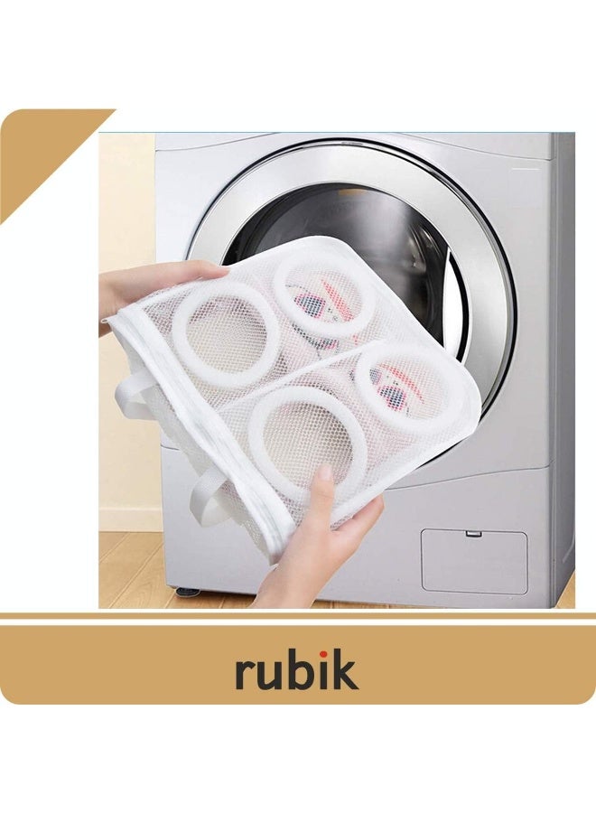 Rubik Shoes Wash Laundry Bag Portable Sneaker Dryer Organizer & Washing Bag with hanging Strap & Zipper for Men & Women, White (1 Pack) - Image 2