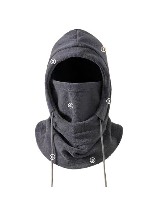 PEAK Winter Warmth Hat Unisex Cycling Skiing Face Mask With Fleece Windproof Cold Protection Face Riding Gear Grey - Image 3