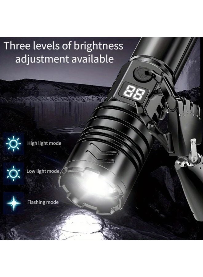 1pc LED Flashlight With Digital Display USB Charging Brightness Adjustable Portable Lighting - Image 4