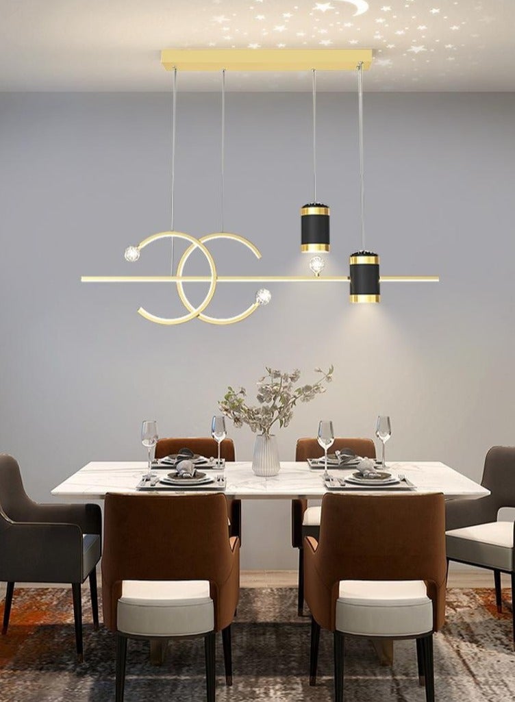 VRCOW LED Modern Wave Shape Pendant Light 45W Dimmable Chandelier, Hanging Lighting Fixture Black Chandeliers For Dining Room Restaurant Kitchen Island Table - Image 1