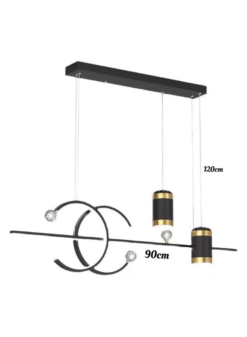 VRCOW LED Modern Wave Shape Pendant Light 45W Dimmable Chandelier, Hanging Lighting Fixture Black Chandeliers For Dining Room Restaurant Kitchen Island Table - Image 4