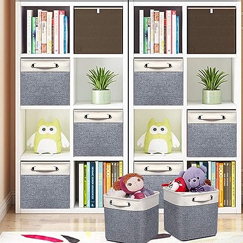 Kntiwiwo Foldable Storage Bin Collapsible Basket 12" x 10" x 9.5" Cube Storage Organizer Bins with Dual Carry Handles for Home Closet Shelves Drawers Organizer, Set of 3, Grey - Image 3