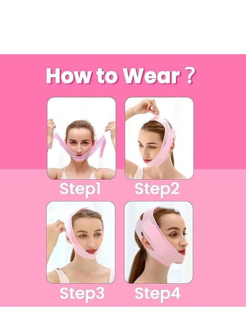 قناع وجه على شكل حرف V من السيليكون - حزام شد الوجه، قناع تنحيف الوجه والخد | حزام رفيع لتنحيف الذقن والذقن المزدوج للنساء والرجال لشد البشرة (قناع على شكل حرف V) - Image 5