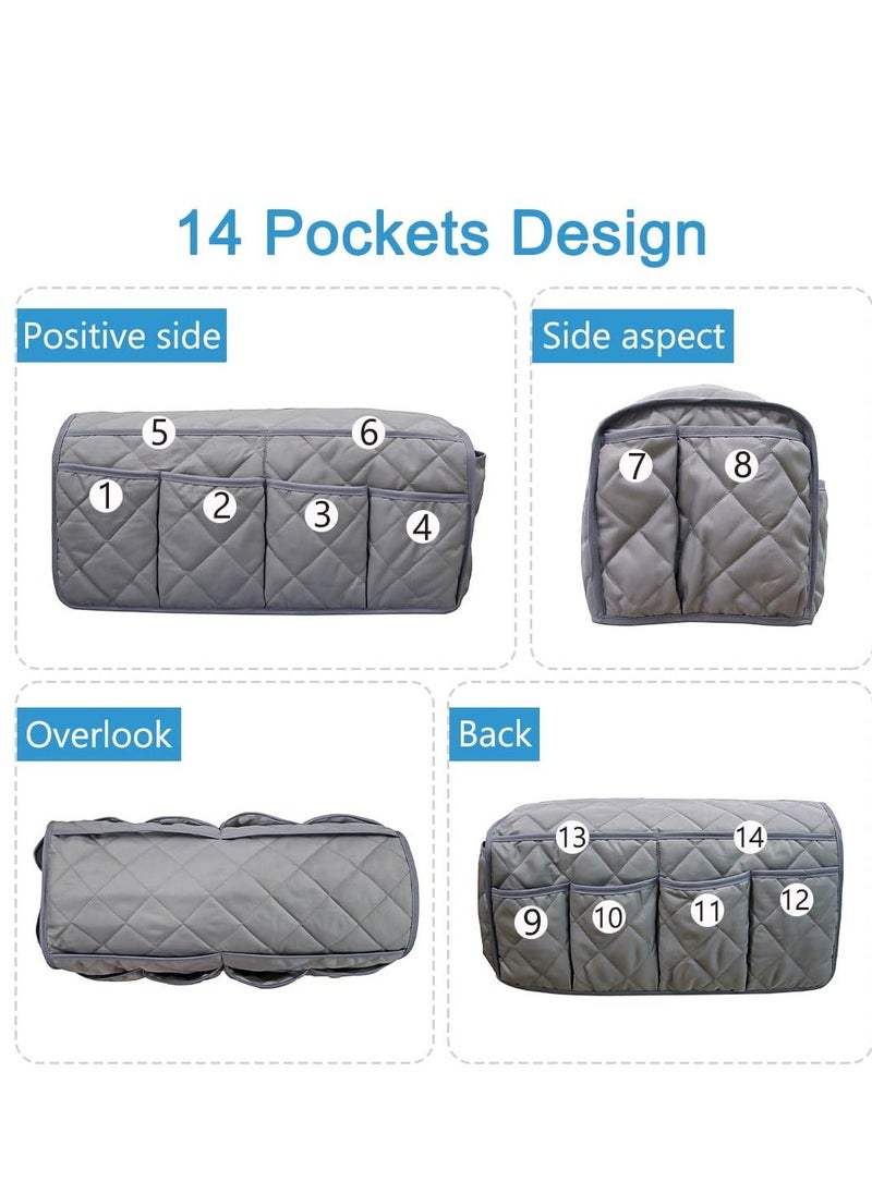 Armchair Caddy, Waterproof Sofa Armrest Organizer Non Slip Remote Holder for Recline, Multifunctional Recliner Caddy Couch Chair Storage, with 14 Pockets Storage TV Remote, Phone, Magazine