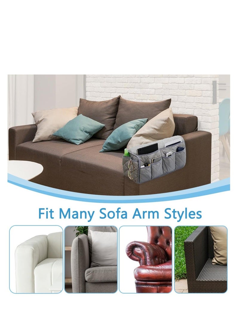 Armchair Caddy, Waterproof Sofa Armrest Organizer Non Slip Remote Holder for Recline, Multifunctional Recliner Caddy Couch Chair Storage, with 14 Pockets Storage TV Remote, Phone, Magazine