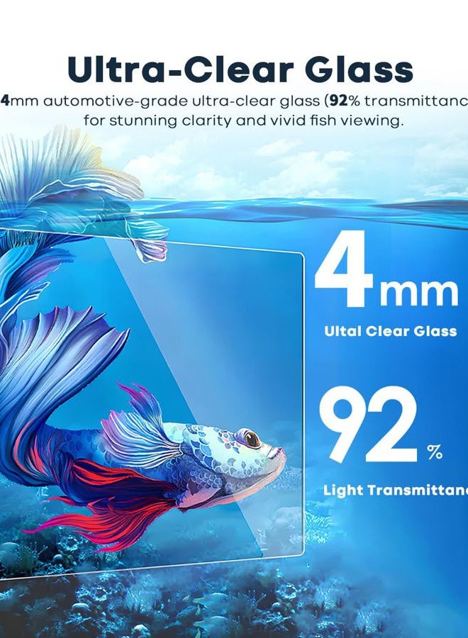 Wonderfactory Desktop Small Aquarium Set Glass Fish Tank 1.25 Gallon, Heater Water Pump Filter Bright LED Light Gravel Cleaning Tool, Starter Kit Small Space Easy Setup Space-Saving Design Betta Shrimp - Image 2