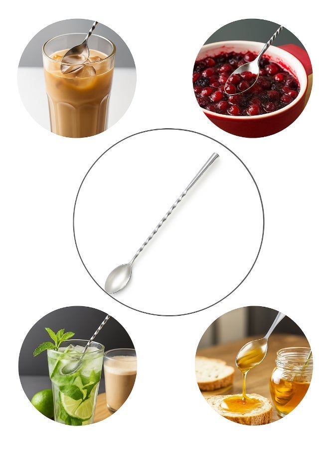 Noon East 2 Piece Stainless Steel Bartender Mixing Spoon Cocktail Silver Stirrer - Spiral Pattern Bar Spoon Stirring Hand Polished - Spoon with Long Handle - Image 4