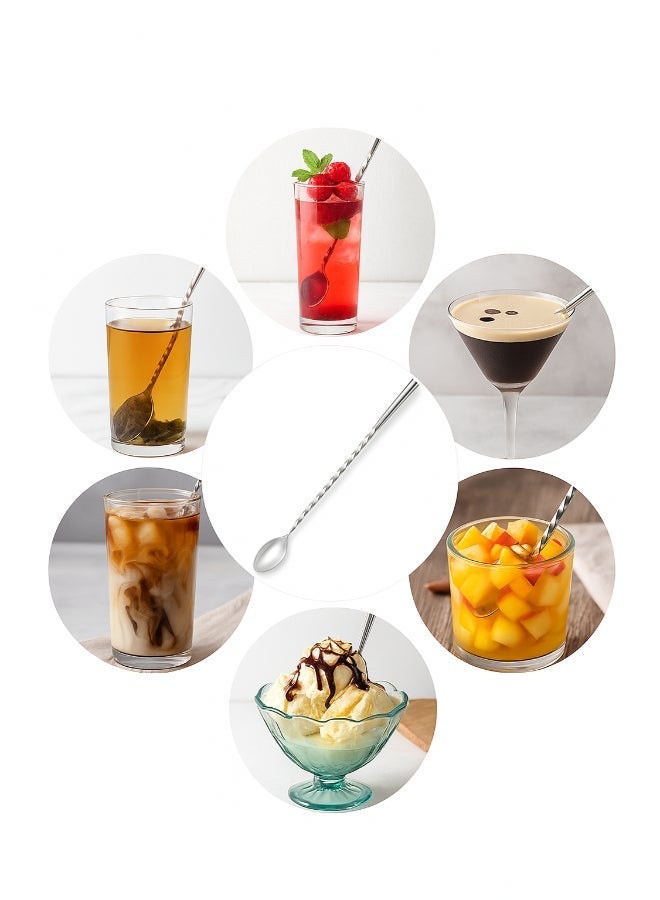 Noon East 2 Piece Stainless Steel Bartender Mixing Spoon Cocktail Silver Stirrer - Spiral Pattern Bar Spoon Stirring Hand Polished - Spoon with Long Handle - Image 5