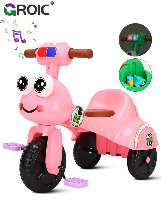 GROIC دراجات ثلاثية للأطفال، دراجة أطفال قابلة للطي مع إضاءة موسيقية، دراجة ثلاثية للأطفال قابلة للطي، دراجة مضادة للتقلب للأطفال - Image 1