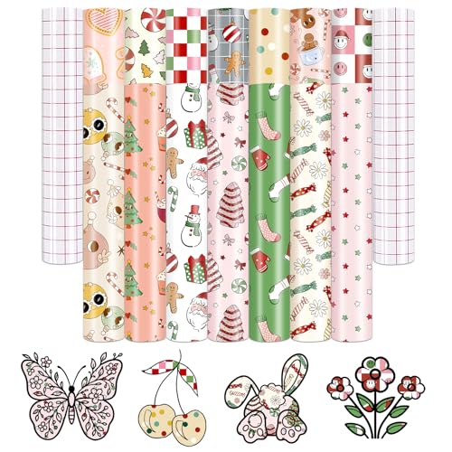 Tintnut Easter Permanent Adhesive Vinyl 14 Sheets 12x10 Pink Easter Permanent Vinyl Colourful Pattern Self Sticker Water proofing Sheets for DIY - Image 1