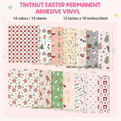 Tintnut Easter Permanent Adhesive Vinyl 14 Sheets 12x10 Pink Easter Permanent Vinyl Colourful Pattern Self Sticker Water proofing Sheets for DIY - Image 3