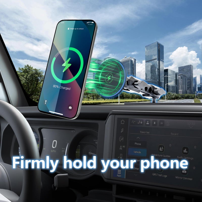 ZKJAYOE for JEEP 2024+ Wrangler JL JLU JT 4XE Phone Charger Mount - Wireless Charging Phone Holder for JEEP Wrangler Gladiator 2/4 Door Accessories, with the Strongest Magnets (NOT for 1945-2023 JL JT) - Image 3