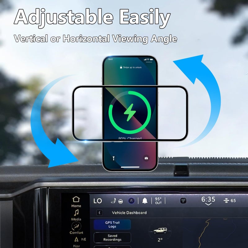 ZKJAYOE for JEEP 2024+ Wrangler JL JLU JT 4XE Phone Charger Mount - Wireless Charging Phone Holder for JEEP Wrangler Gladiator 2/4 Door Accessories, with the Strongest Magnets (NOT for 1945-2023 JL JT) - Image 4