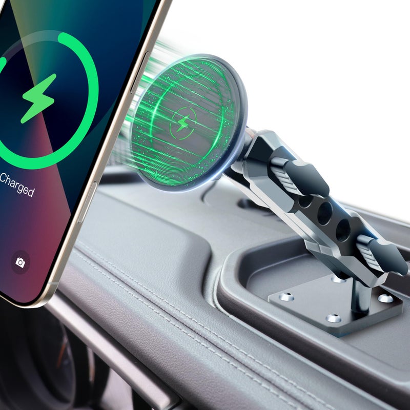 ZKJAYOE for JEEP 2024+ Wrangler JL JLU JT 4XE Phone Charger Mount - Wireless Charging Phone Holder for JEEP Wrangler Gladiator 2/4 Door Accessories, with the Strongest Magnets (NOT for 1945-2023 JL JT) - Image 1