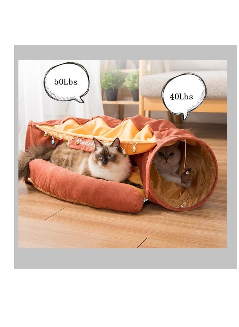 Cat Tunnel Bed,Removable and Washable Cat Toys Tunnel, Premium Multifunction 2-in-1 Pet Tunnel Tube 4 Colors (Brown) - Image 5