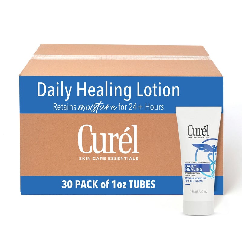 Curel لوشن الجسم كيريل اليومي للشفاء للبشرة الجافة، موصى به من قبل أطباء الجلد، لوشن مرطب مع مركب السيراميد المتقدم 1 أونصة، عبوة من 30 - Image 1