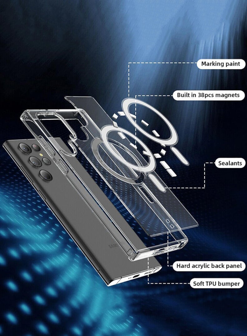 Magnetic Case for Samsung Galaxy S24 Ultra 6.8-inch Compatible with MagSafe Wireless Charging, Shockproof Phone Bumper Cover This is not new