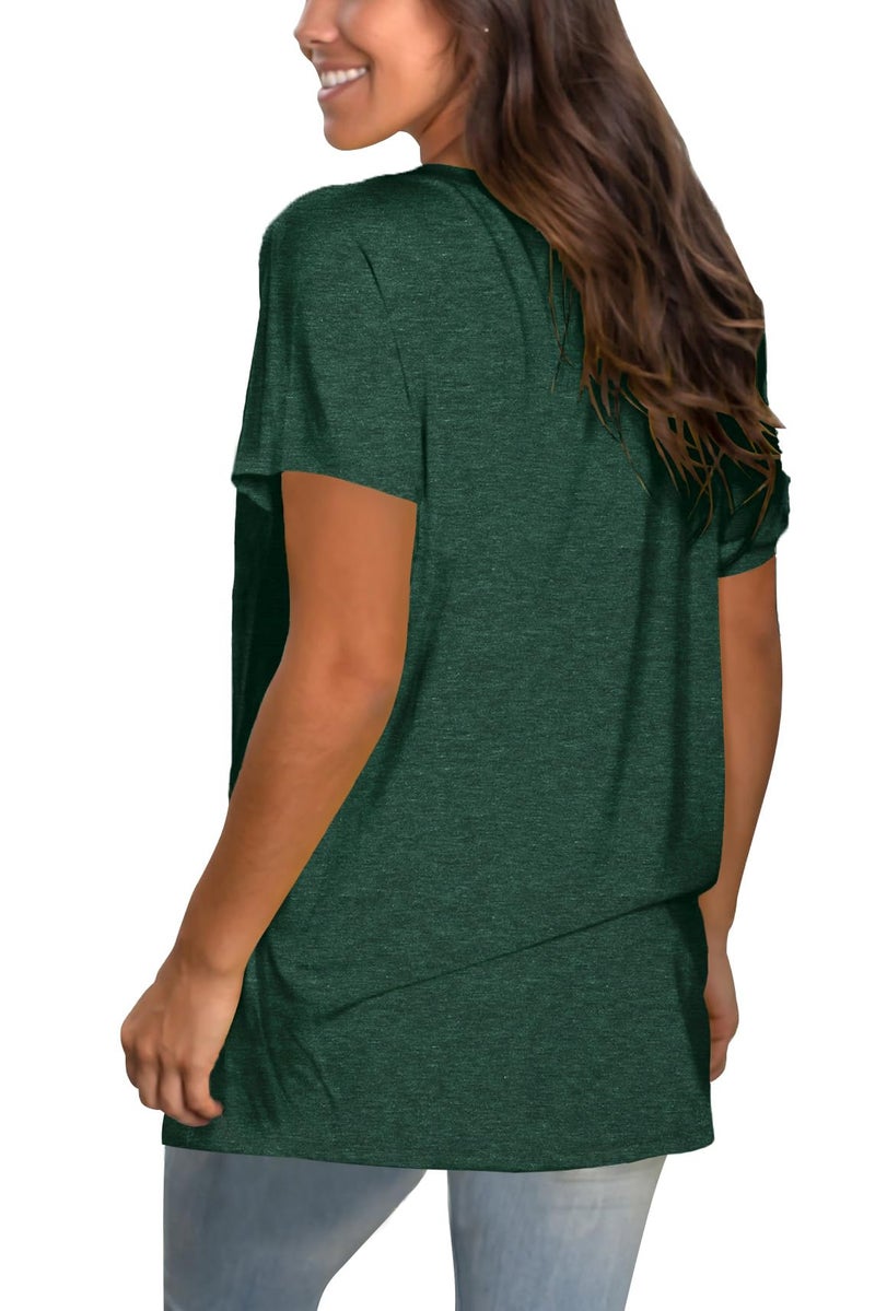 Sipaya Sexy V Neck T Shirts for Women Loose Short Sleeve Tops Summer 2026 Fashion Tees Green XL - Image 4