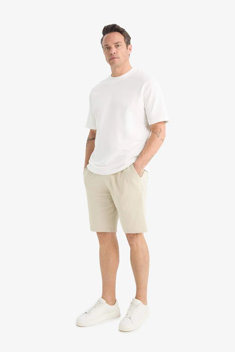 ديفاكتو Slim Fit Cotton Basic Bermuda Shorts