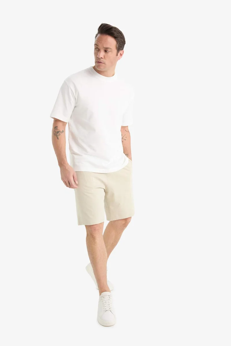 ديفاكتو Slim Fit Cotton Basic Bermuda Shorts