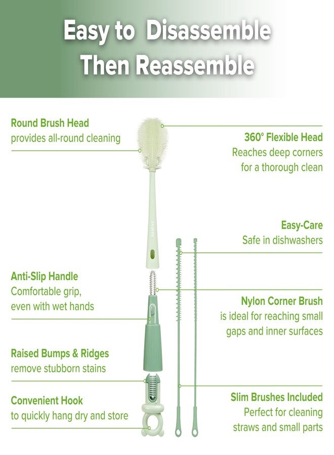 Haakaa 5-in-1 Cleaning Brush Set - Baby Bottle Brush & Bottle Brush Cleaner, Multi-Purpose 360° Comprehensive Cleaning for Breast Pumps, Breast Milk Collector, Baby Bottles, Nipples ,Straw - Portable - Image 5