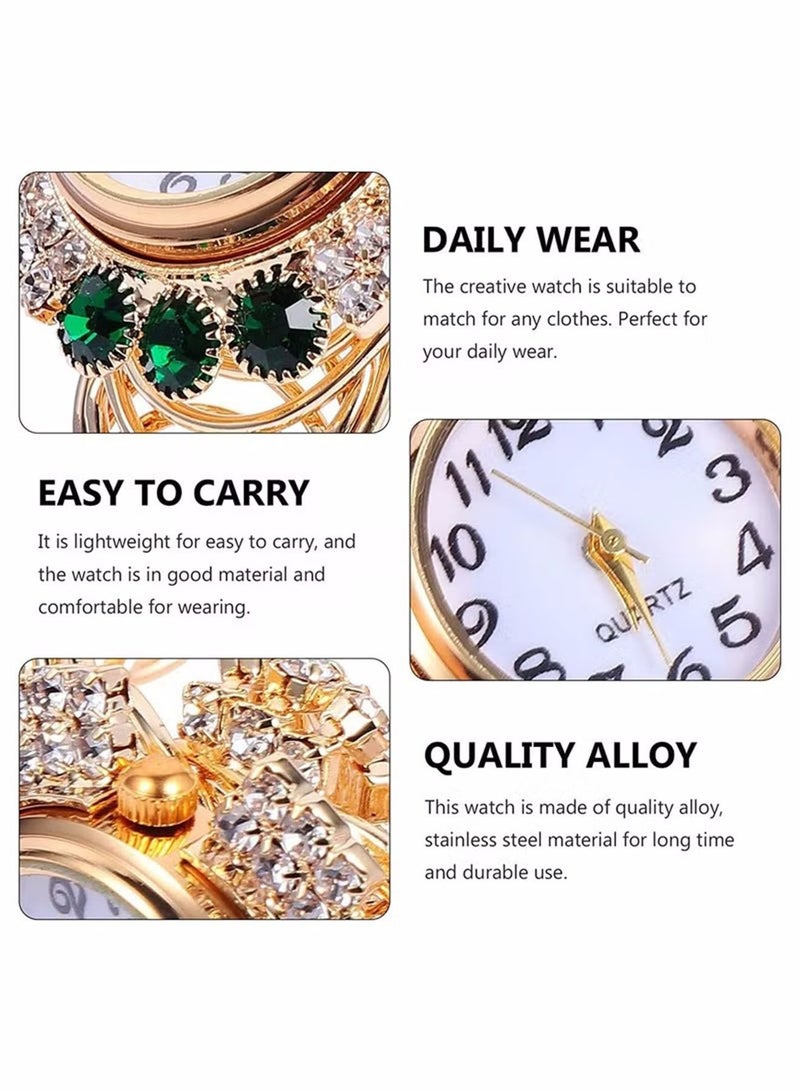 Women's Bangle Watch Quartz Shiny Gold Watch with Crystal Rhinestones Diamonds Wrist Jewelry Fashion Ladies Bracelet Watch Elegant Bracelet Wrist Watch (Green)  - Image 4