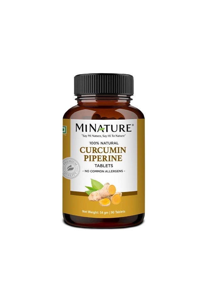 mi nature Curcumin Peperine Tablet | 95% Curcuminoids Extract with Peperine Extract | Acts Immune Booster |90 Tablet, 54Gram, 500mg - Image 1