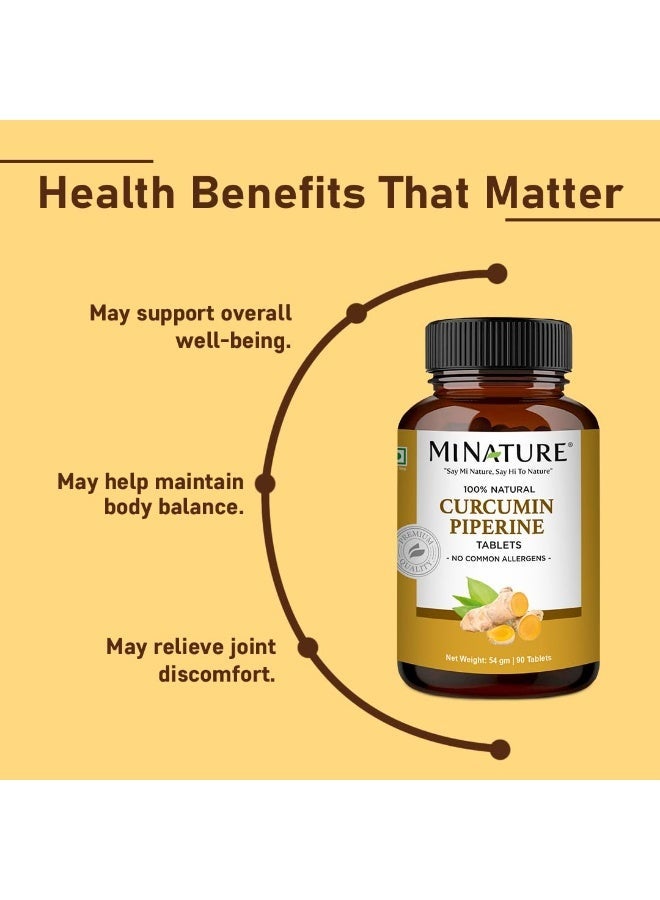 mi nature Curcumin Peperine Tablet | 95% Curcuminoids Extract with Peperine Extract | Acts Immune Booster |90 Tablet, 54Gram, 500mg - Image 2