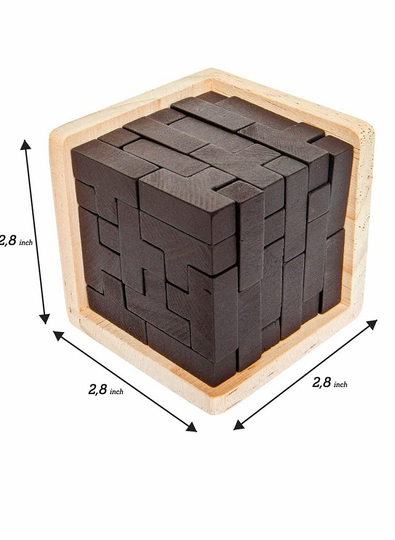 3D Wooden Puzzle Toy, T-Shape Brain Teaser for Kids  Adults, Educational Gift for Creativity  Problem Solving, Fun Desk Puzzle to Enhance Genius Skills - Image 2