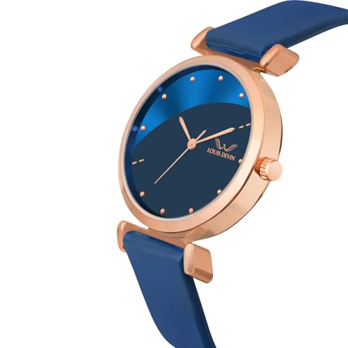 LOUIS DEVIN Blue Silicone Strap Analog Wrist Watch for Women (Blue Dial) | LD-CKL191-BLU - Image 3