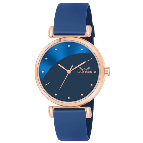 LOUIS DEVIN Blue Silicone Strap Analog Wrist Watch for Women (Blue Dial) | LD-CKL191-BLU - Image 1