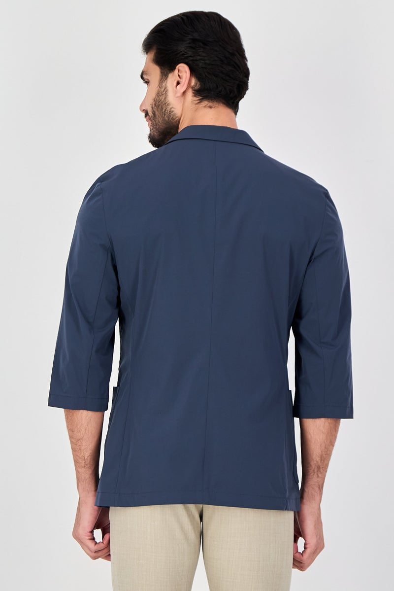 SELECTED Men Regular Fit Plain Casual Blazer, Navy - Image 3