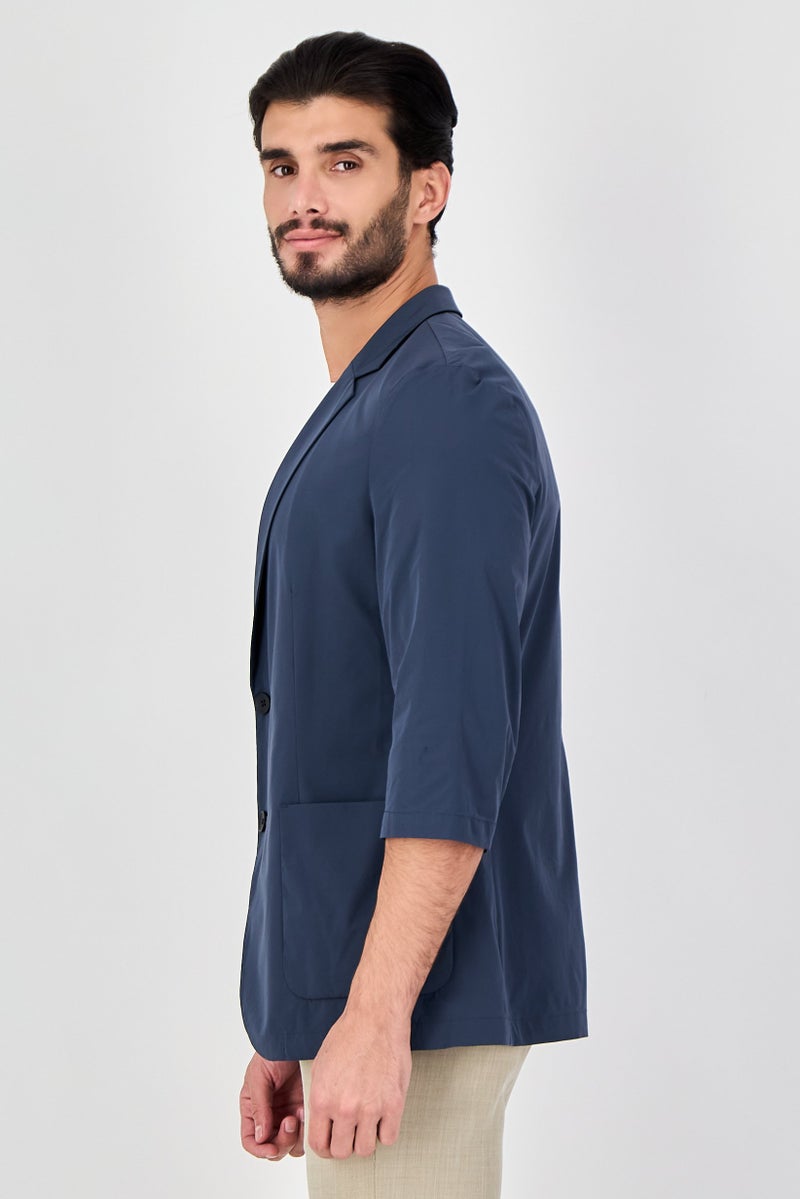 SELECTED Men Regular Fit Plain Casual Blazer, Navy - Image 4