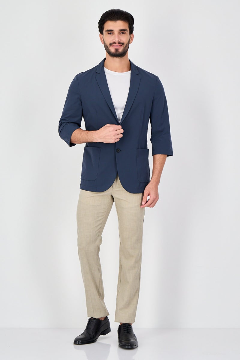 SELECTED Men Regular Fit Plain Casual Blazer, Navy - Image 2